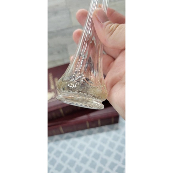 Swung Vase Clear Glass Six fingers garland star base Bud US Glass Co. 8" - Picture 7 of 9